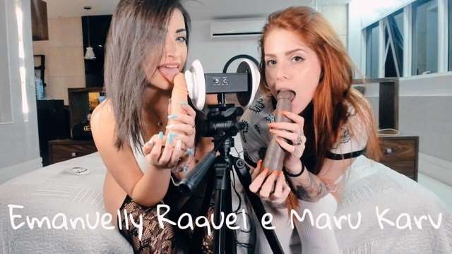 【ASMR3DIO】巴西双飞口交盛宴！EmanuellyRaquel与Marukarv激情侍奉BBC巨根，立体声喘息撩人