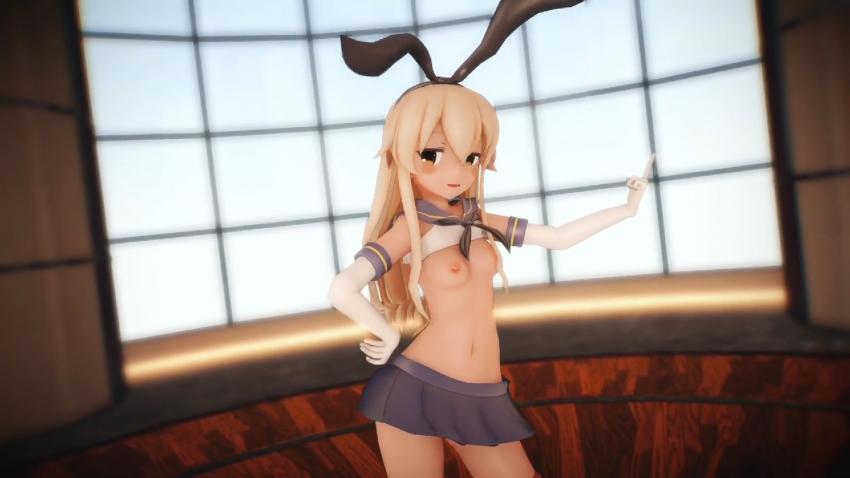 巨乳舰娘岛风MMD骚舞！极致摇摆勾引狂插，潮喷内射深穴！